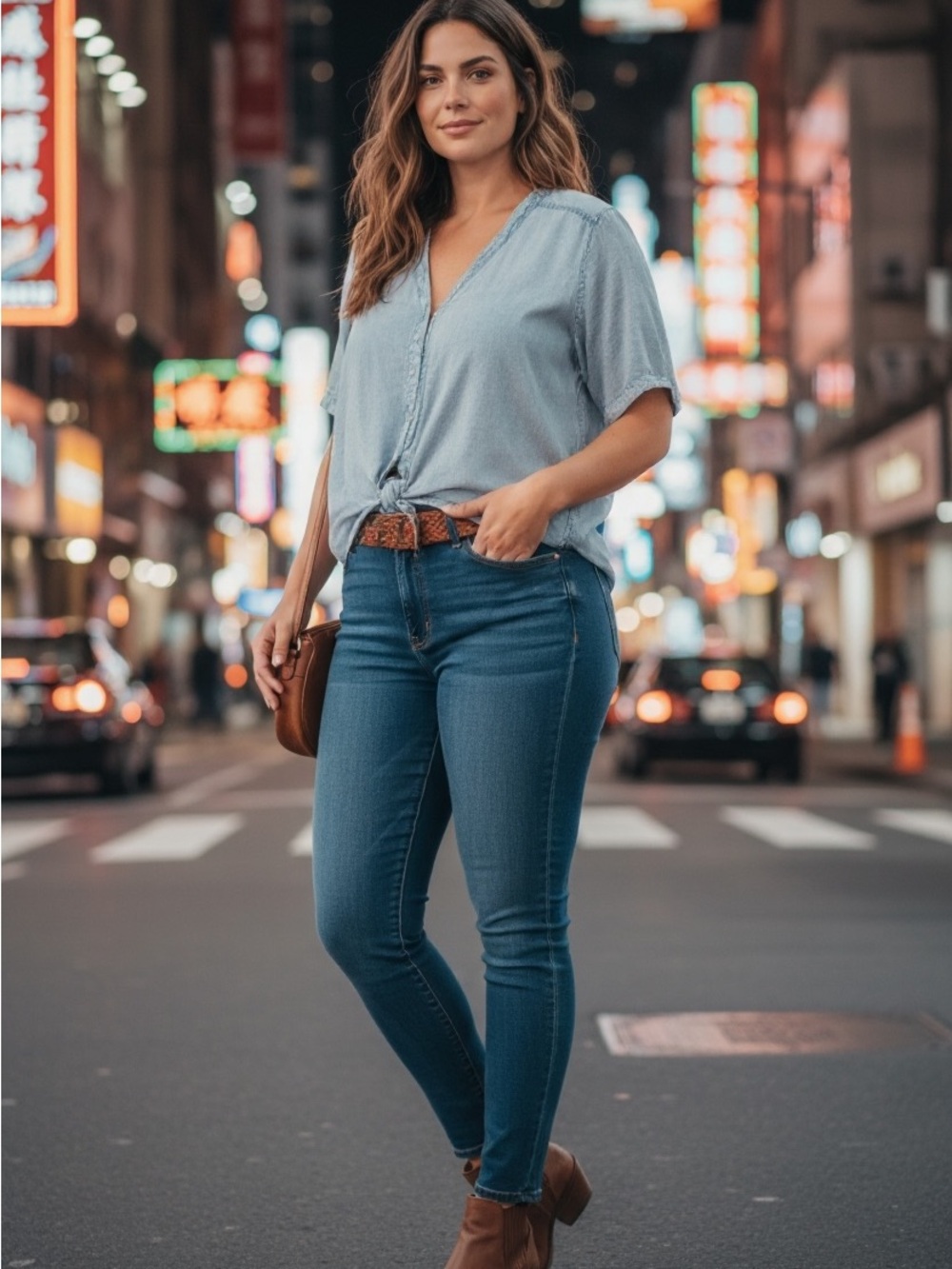 Jane and Delancey Light Blue Tie-Front Button Top